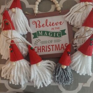 Christmas Gnome Ornaments and sign